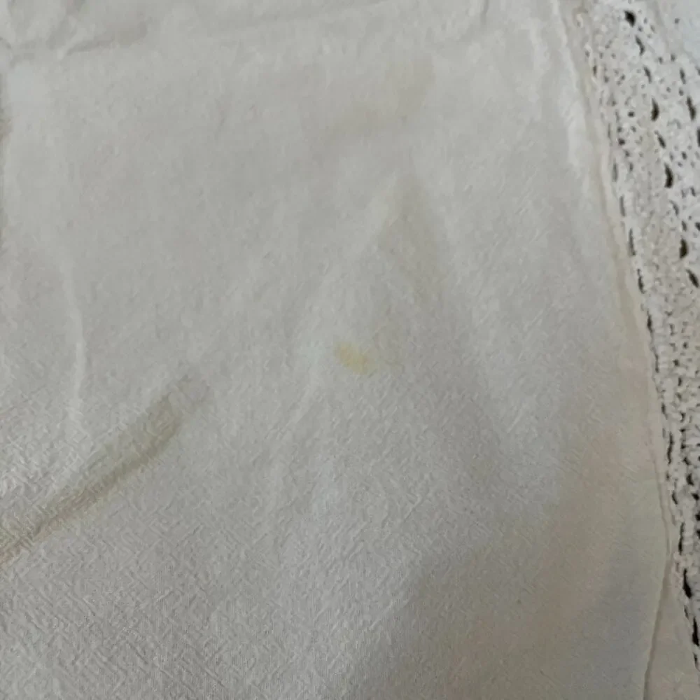 Simply Shabby Chic White King Pillow Shams (2) Linen Blend Lace Crochet Trim